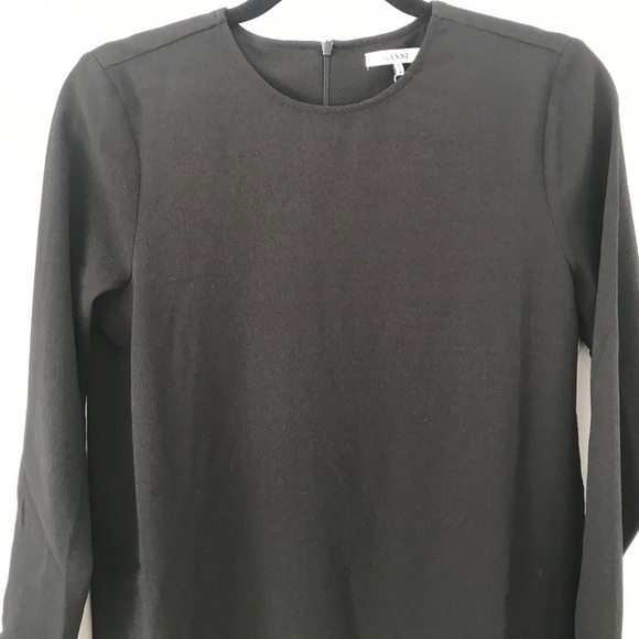 NWOT Ganni Clark Long Sleeve Ruffle Black Dress - Picture 3 of 6